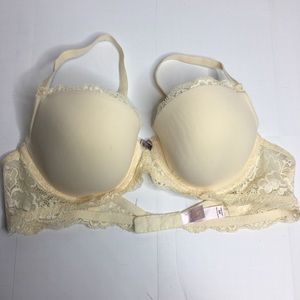 Lightly Lined Demi Bra Lace Accent Ivory Underwire
